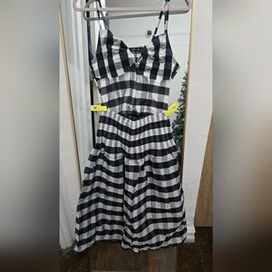 New York & Company Black and White Plaid Midi Dress